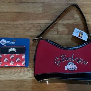NWT OHIO STATE Red Studded Shoulder Bag with Mini Organizer (2 piece combo)